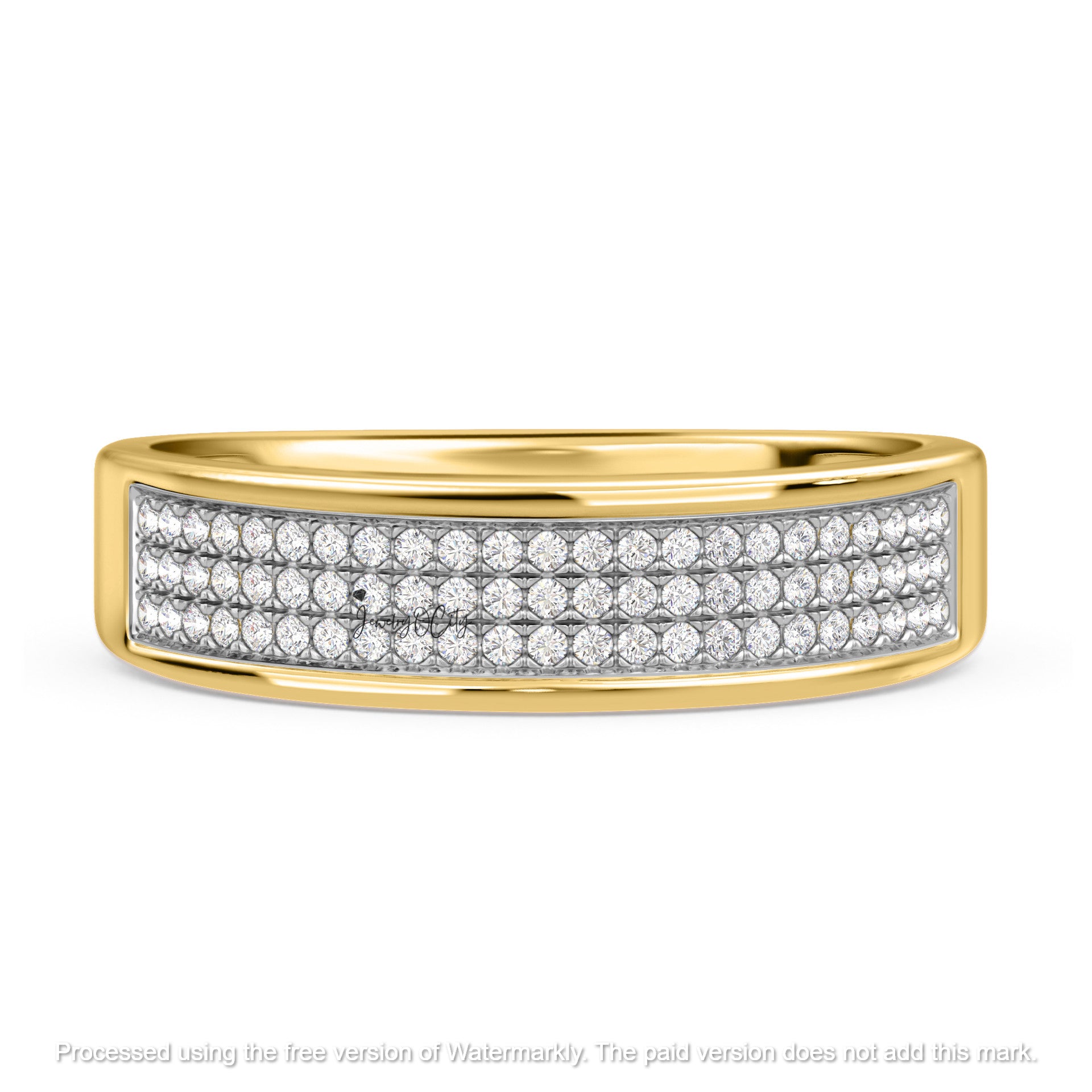 4Ct Round Cut Diamond Cluster Channel Set Wedding Trio Ring Set